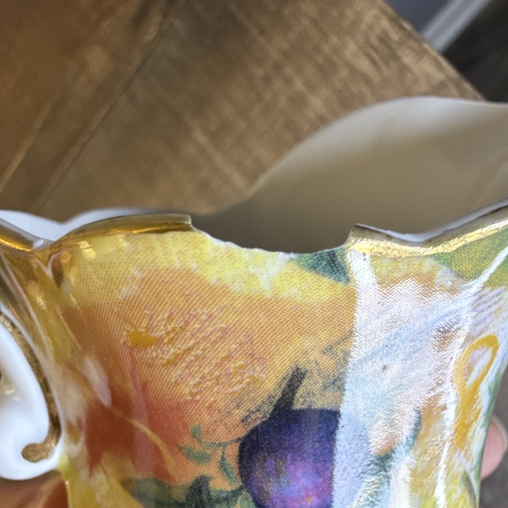 Royal Danube Multicolor Fruit Porcelain Pitcher Glossy Decorative Round Printed