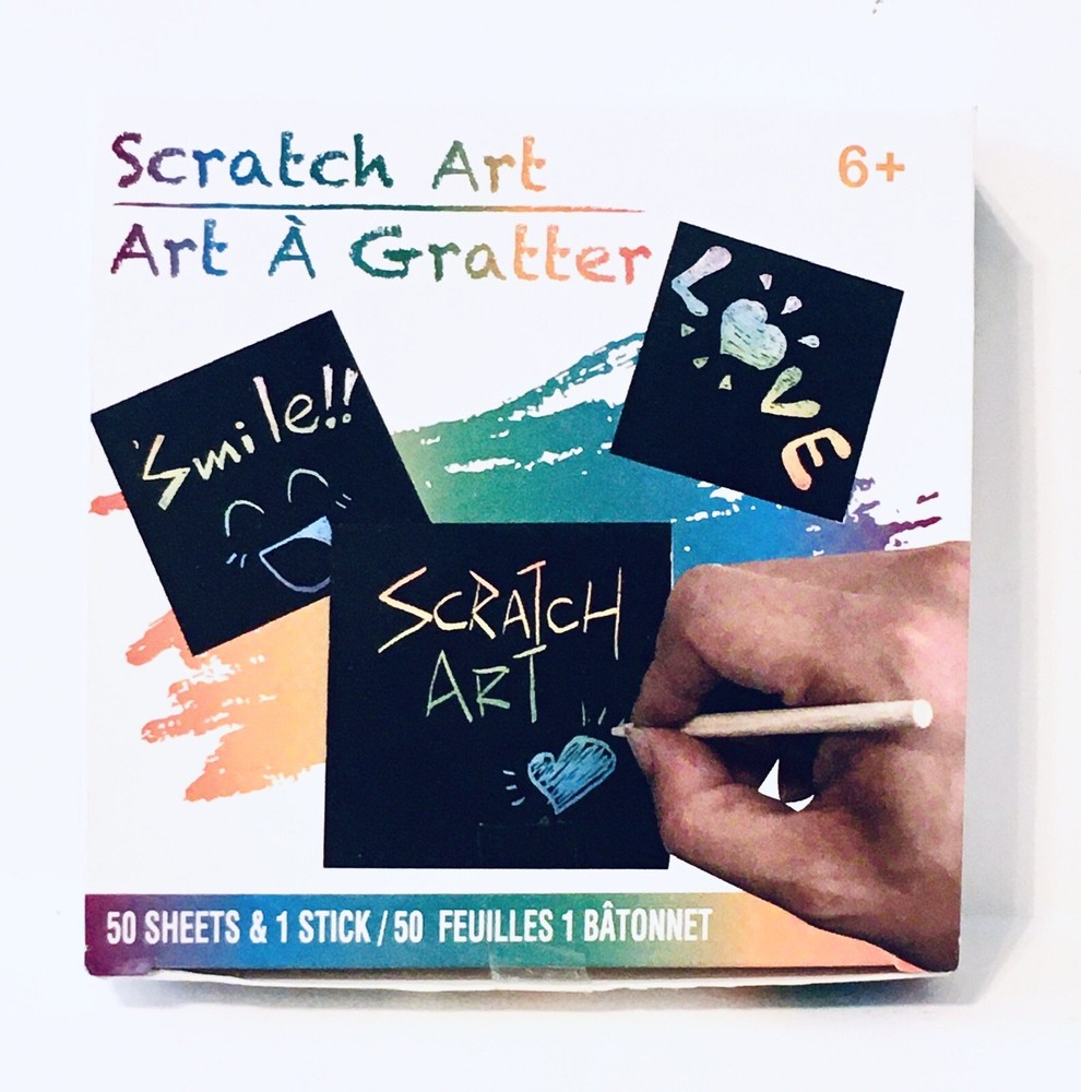Scratch Art - 50 Sheets - 1 Stick - 3.5  x 3.5 - NEW
