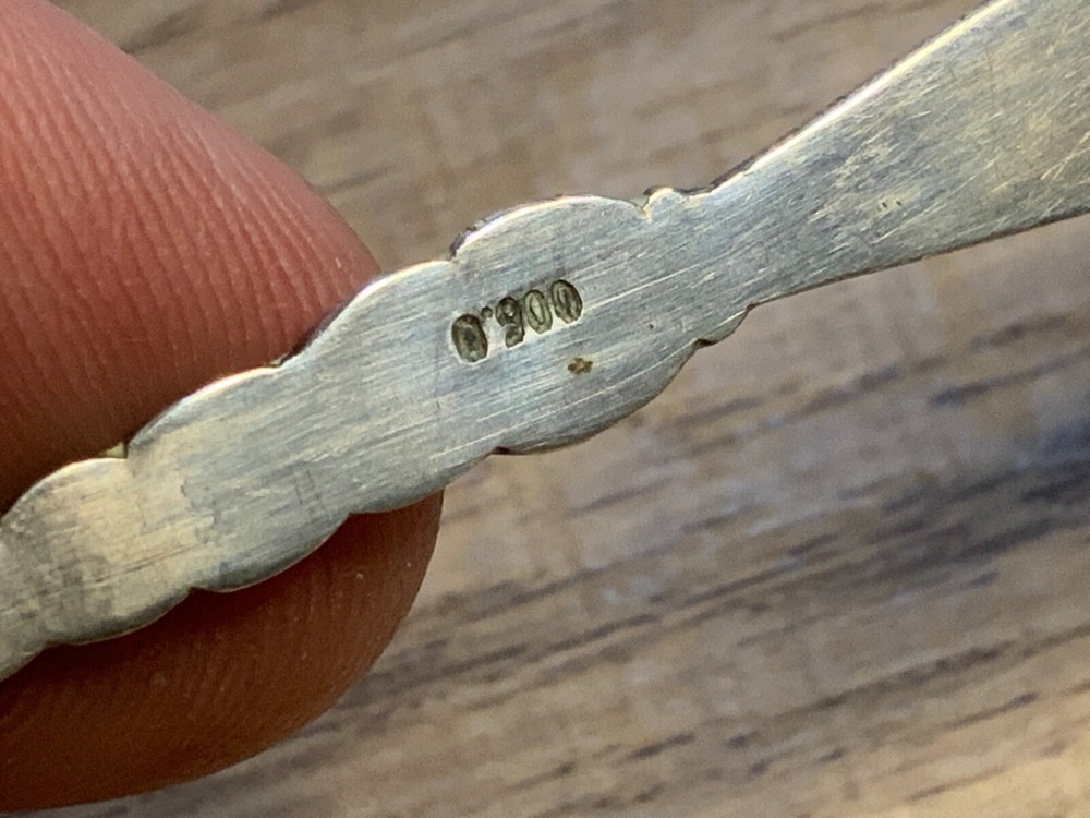 Antique STERLING SILVER Sugar Shell Souvenir Spoon Marked 900