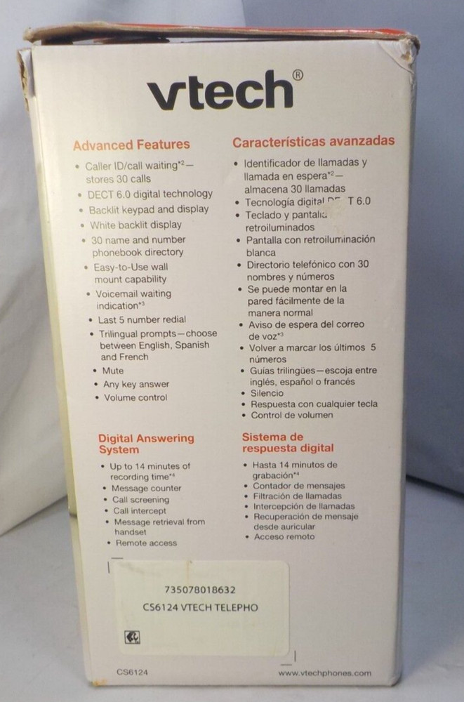 VTech CS6124 Single Line DECT 6.0 Cordless Phone with Answering System