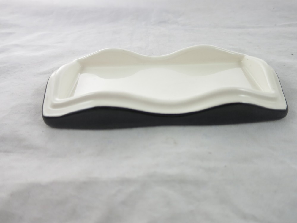 Ann Mallory Americaware Black White Swirl Modern Butter Dish Cover Handpainted