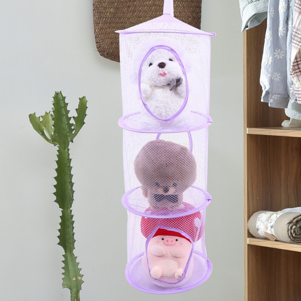 2 Pcs Foldable Hanging Storage Nets Multi Layer Mesh Drying Basket For Clothes