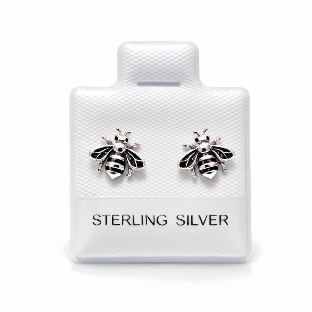 Sterling Silver Bee Stud Earrings Honeybee - Mix & Match CZ Studs - Gift Ready