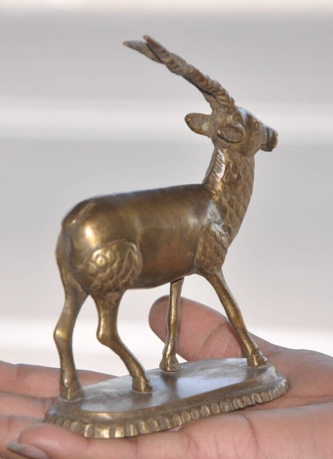 Vintage Brass Engraved Handcrafted Solid Deer Figurine