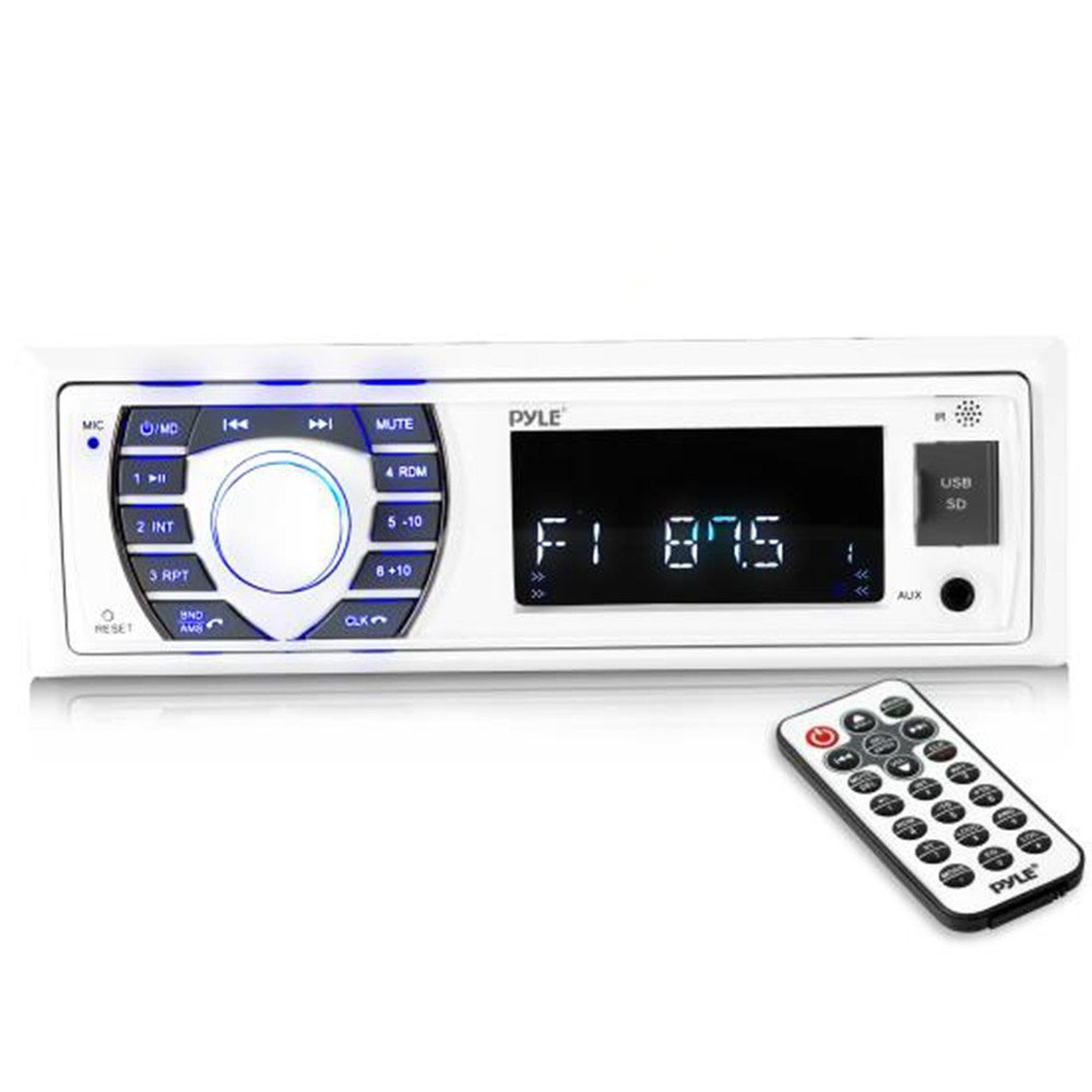 Pyle PLRMR23BTW Single DIN Bluetooth Receiver, Install Mounting Kit, 22" Antenna