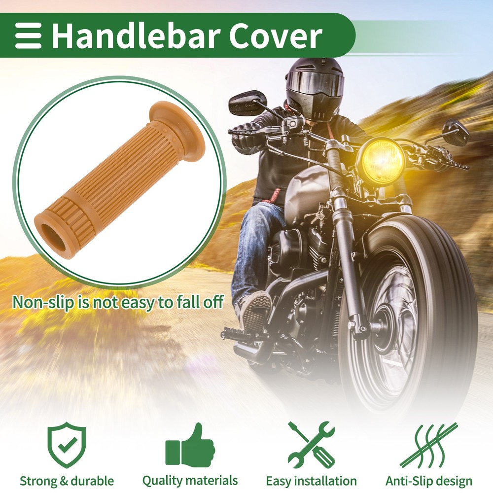 7/8" 22mm Motorcycle Knobs Handlebar Cover TPU Brown Yellow