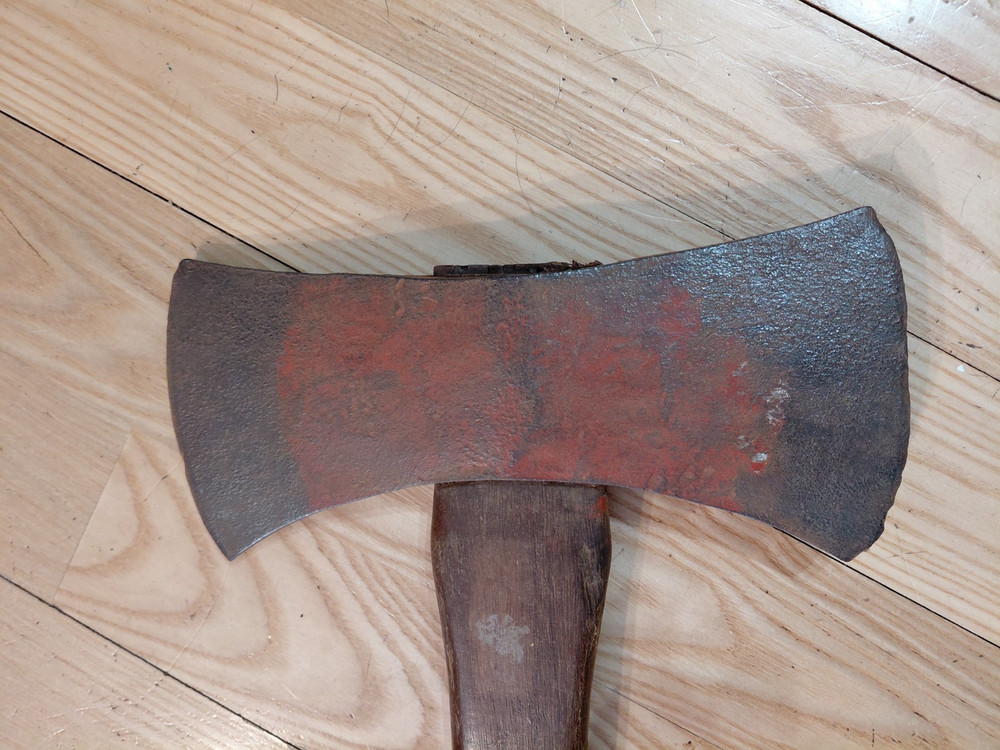 UNBRANDED - DOUBLE BIT AXE WTH ORIGINAL HANDLE- some red paint