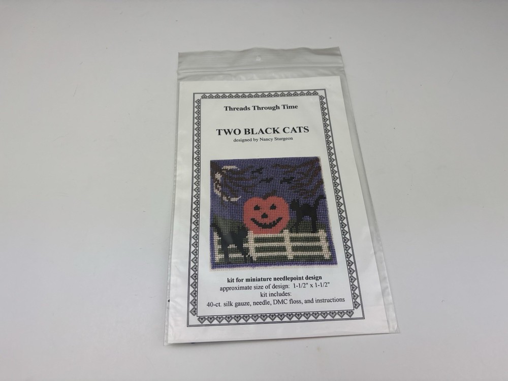Threads Through Time Two Black Cats Needlepoint Pattern Kit 6S