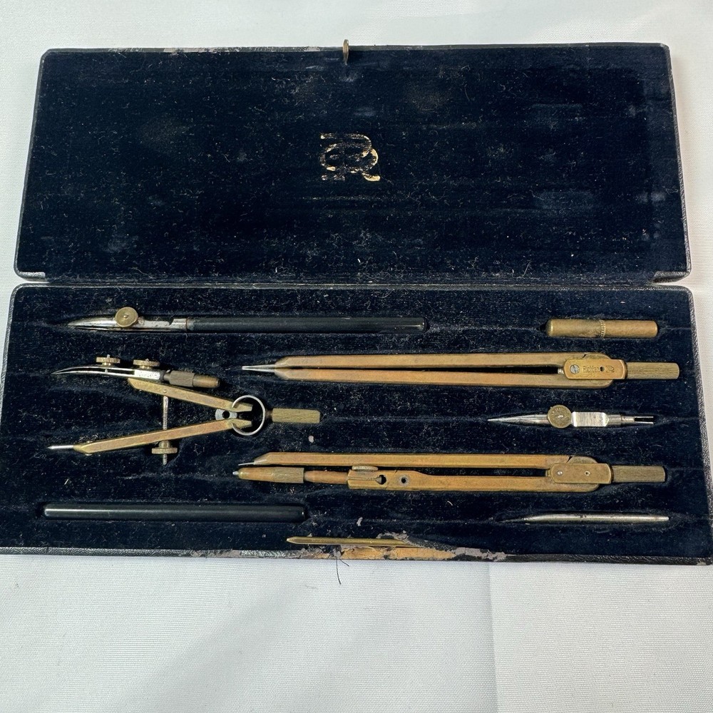 Vintage RICHTER Pracision Technical Drawing Drafting Compass Tool Set 8321