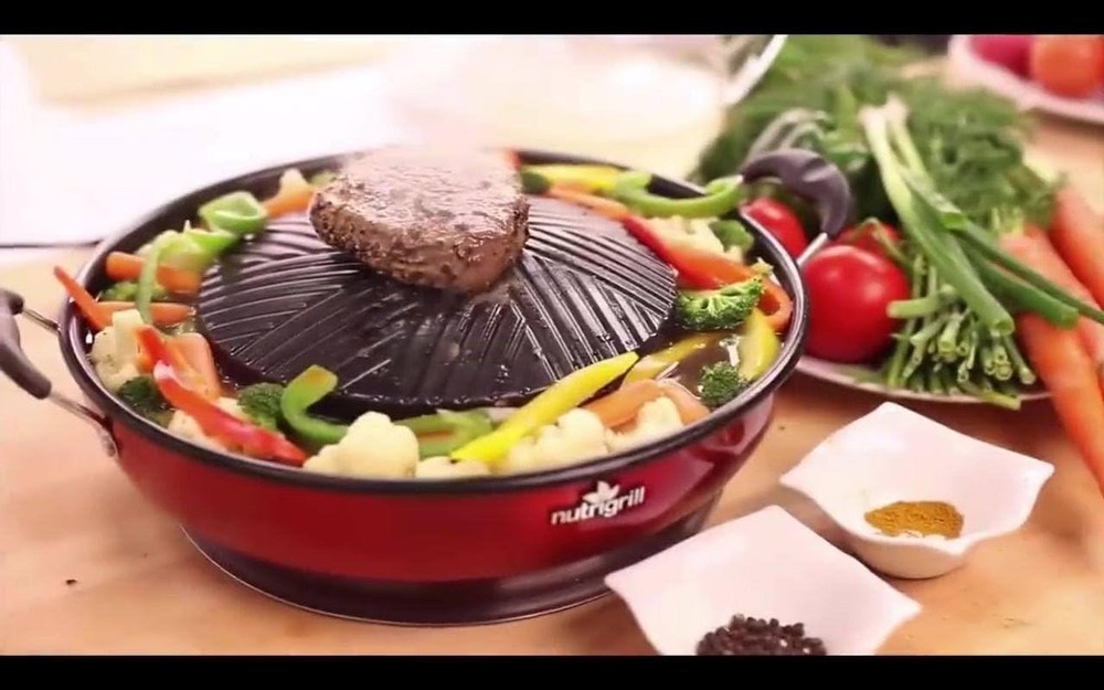 Nutrigrill 1200W Multi-Use Electric Tabletop Grill with Complete Cooking Set