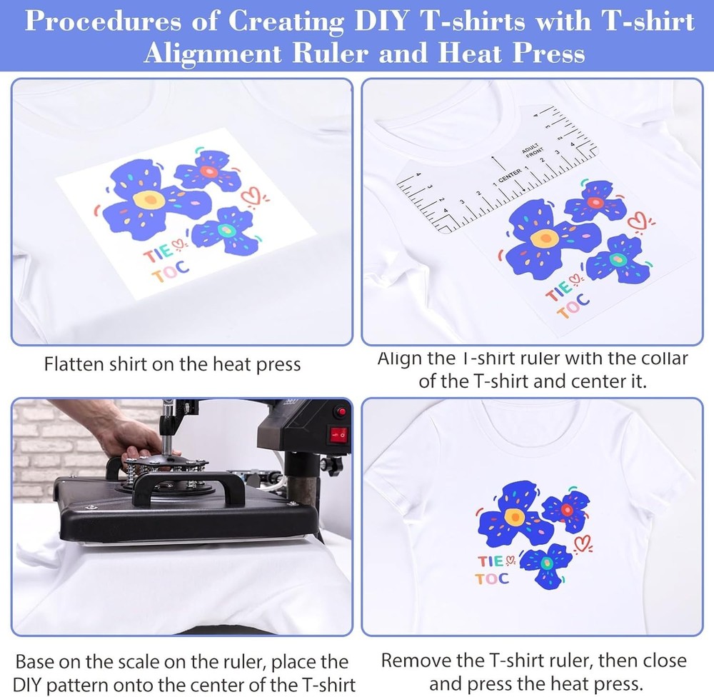 Versatile 5-Piece T-Shirt Ruler Set for DIY Vinyl Alignment & Crafting Projects