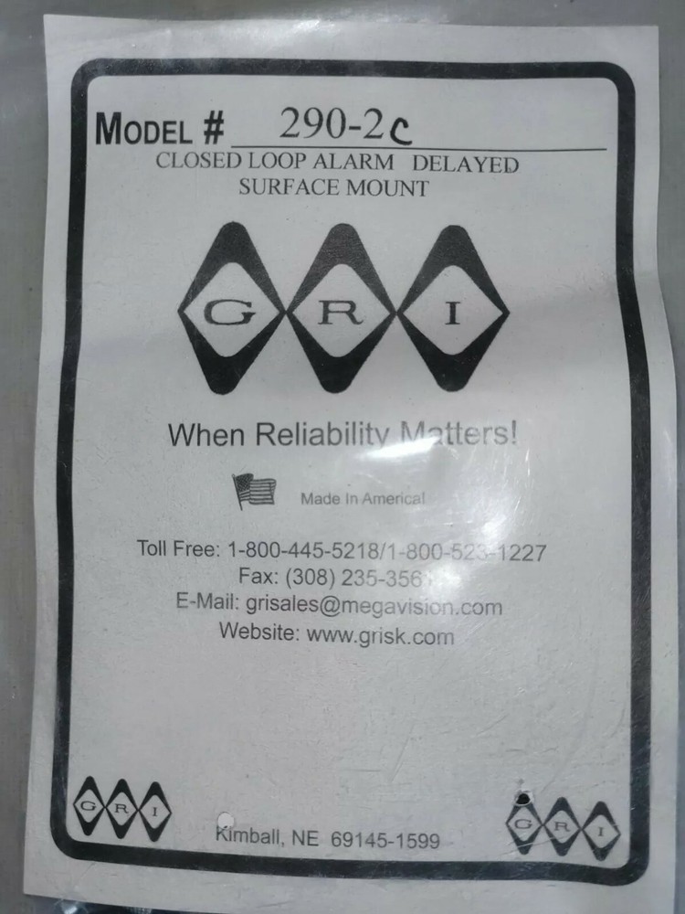 George Risk Industries 290-2C Closed Loop Alarm Delayed Surface Mount