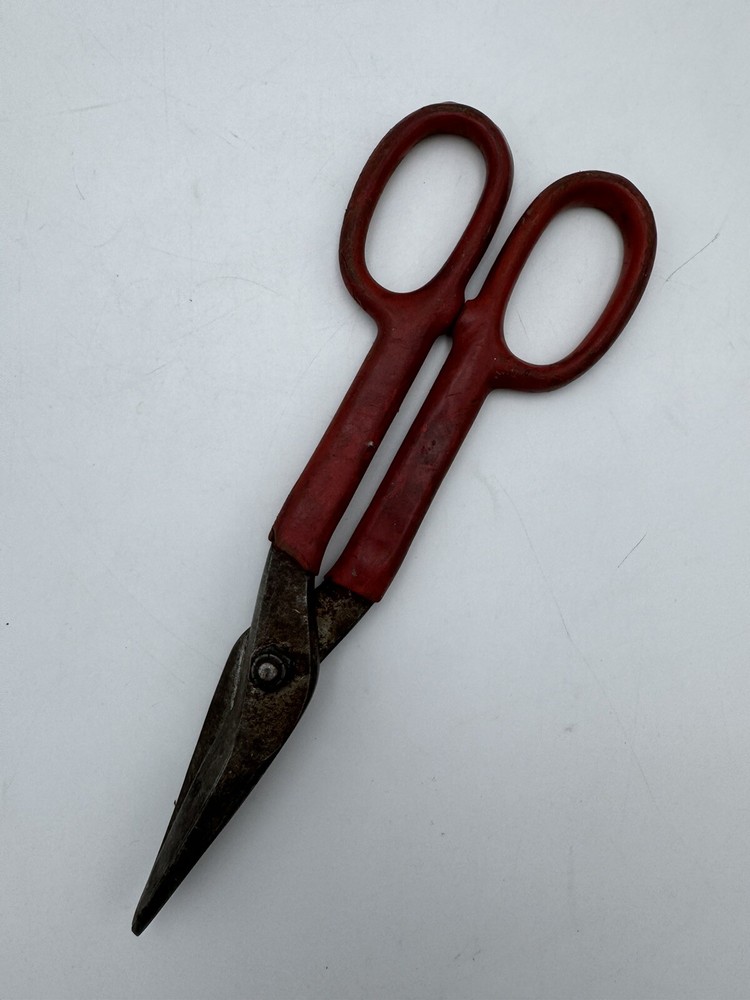 Vintage Master Mechanic Professional Straight Tin Snips Red Handle