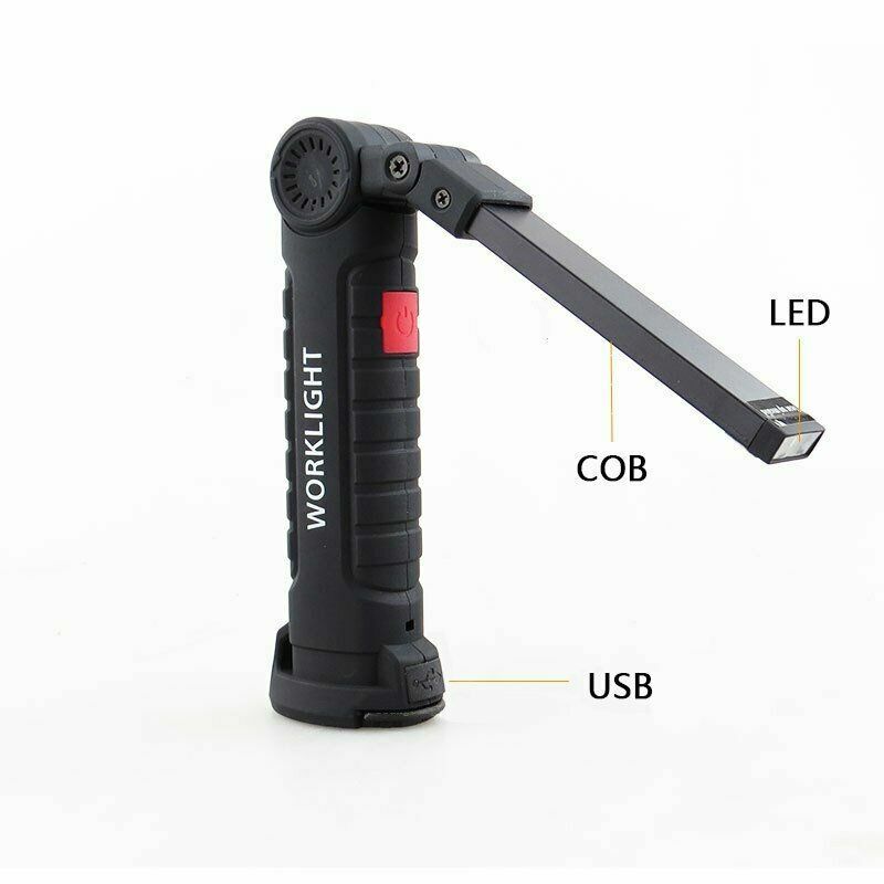 2 Rechargeable COB LED Slim Work Light Lamp Flashlight Inspect Folding Torch USA