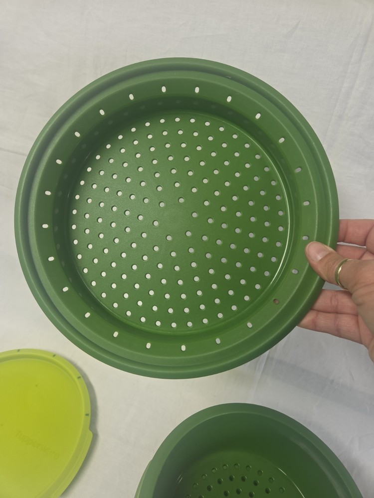 Tupperware Smart Steamer 4 Piece Set Green Microwave Steaming System