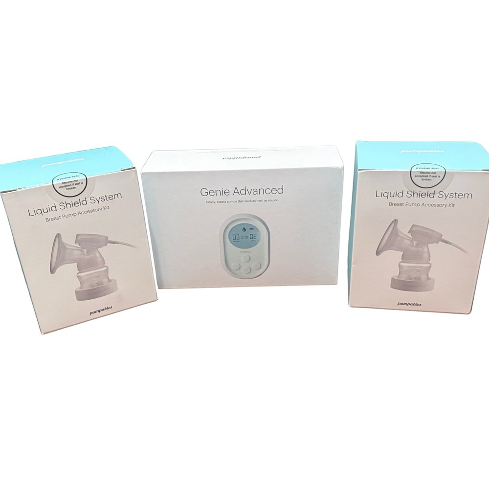 Pumpables Genie Advanced Portable Breast Pump + 2 Liquid Shield System Acc Kit
