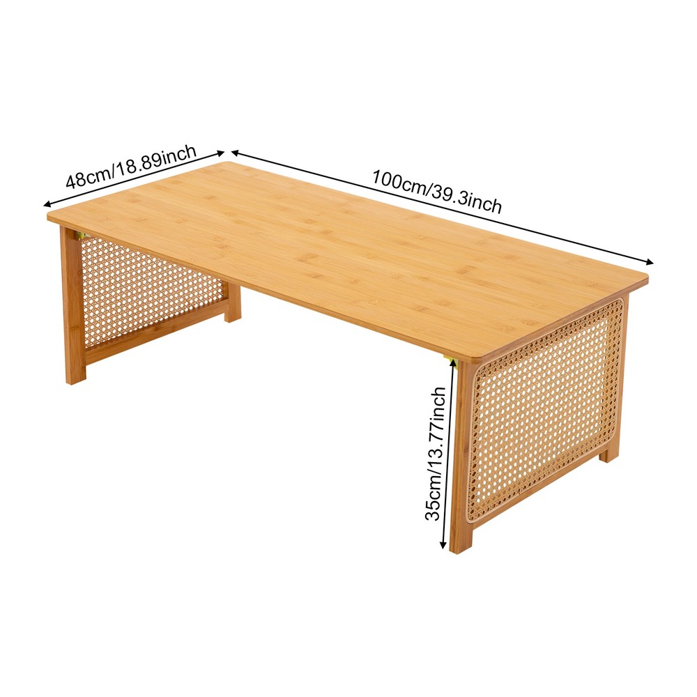 Floor Table Foldable Bamboo Low Table Imitation Rattan Table Tea Ceremony Table