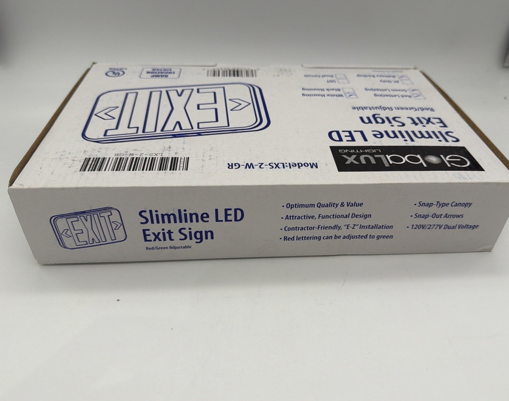 NEW Slimline LED Exit Sign – Red/Green Adjustable – Combo Emergency Light