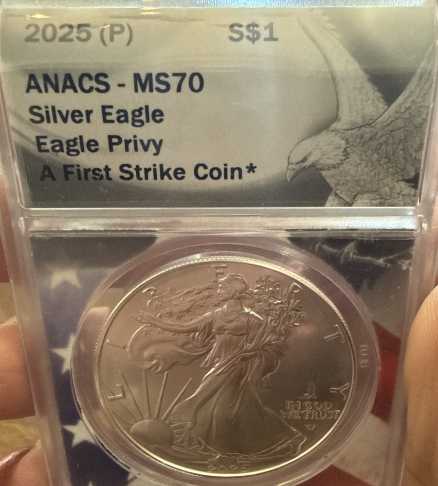 2025 P SILVER EAGLE, FIRST STRIKE, EAGLE PRIVY,MS-70