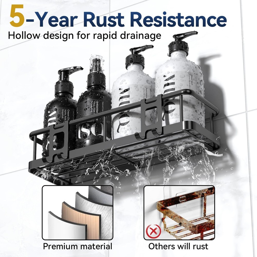 Shower Caddy Adhesive, Rustproof Shower Shelves for Inside Shower, Large Capa...