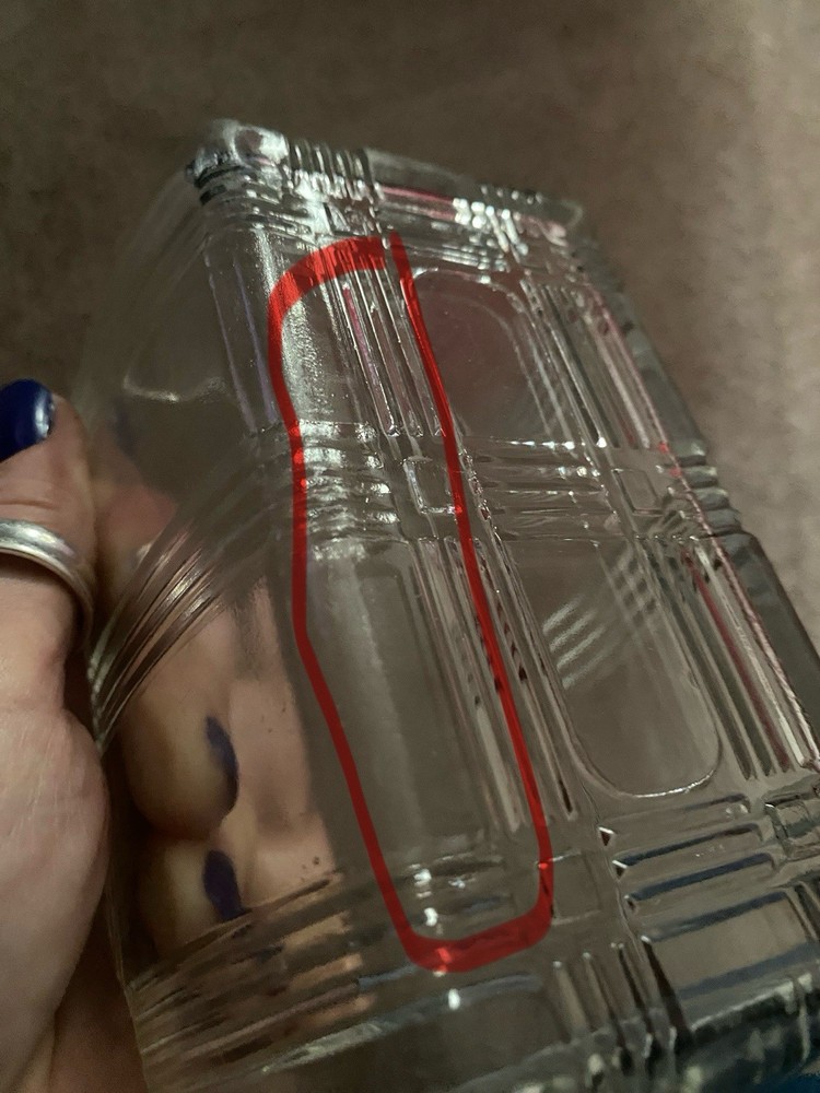 Vintage Clear Glass Rectangular Covered Butter Dish with Lid, Geometric Pattern