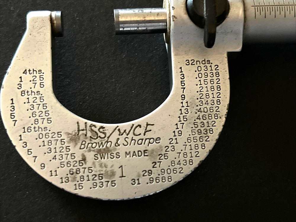 Brown and Sharpe Micrometer 0-1” Carbide Tips