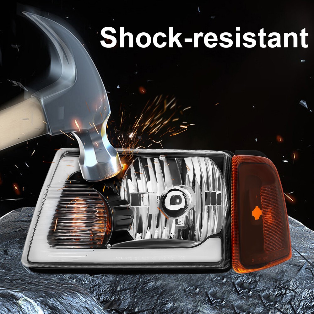 Pair BLK Headlights Switchback Sequential w/LED Tube For 2001-2011 Ford Ranger