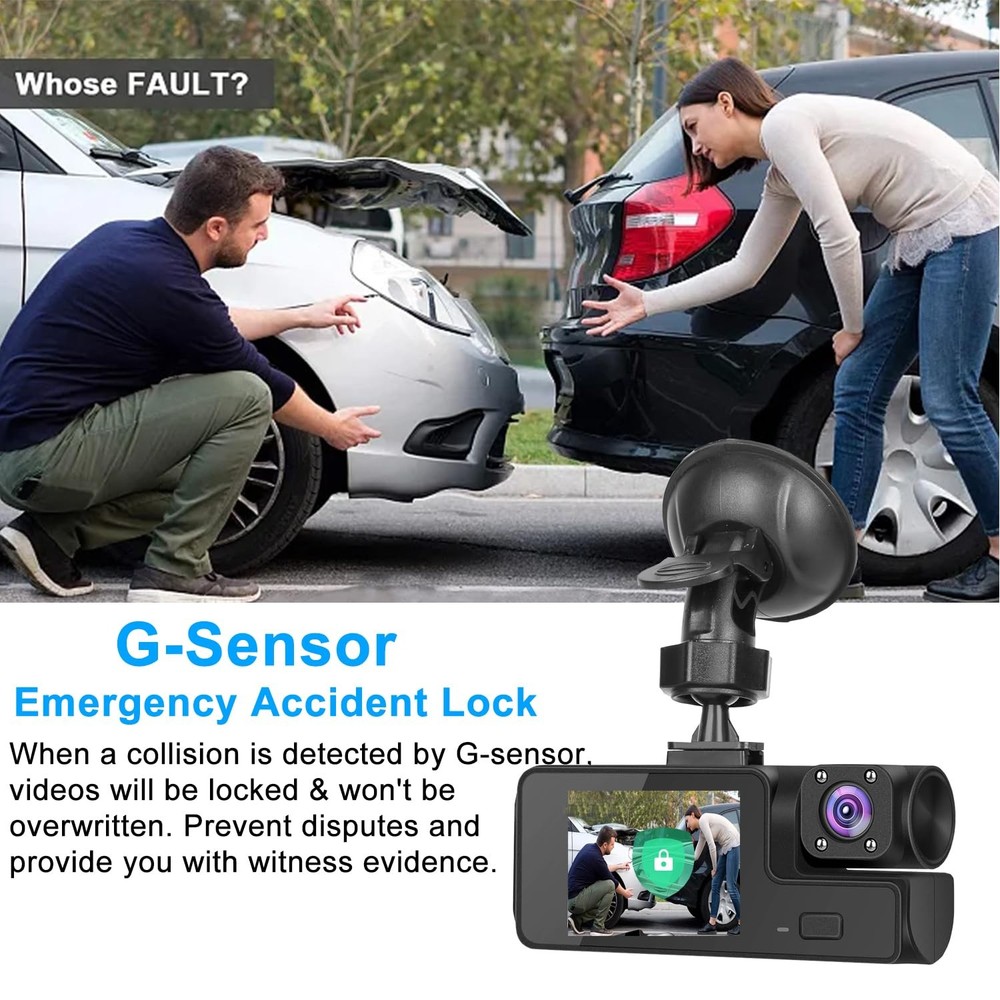 WiFi 1080P Dual Dash Camera for Car Front and Inside Dashcam Black