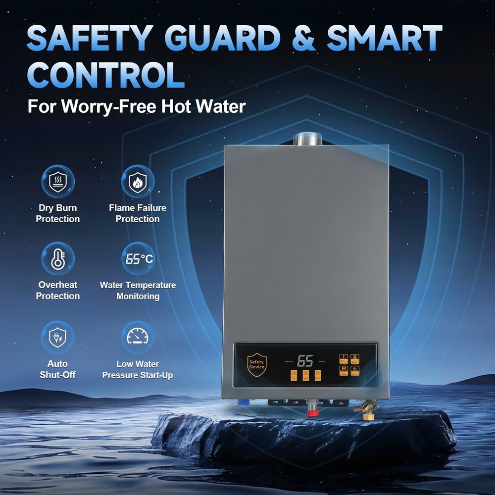 12L 3.6GPM LPG/Propane Gas Hot Water Heater Tankless On-Demand Instant Boiler