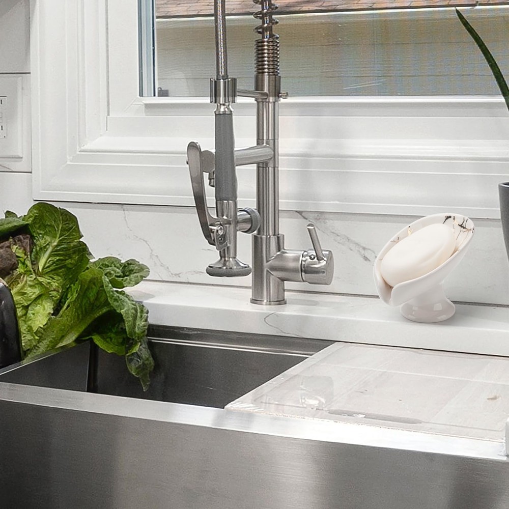 Soap Dish, Ceramic Soap Holder, Self Draining Soap Dish Holder, Leaf Shape Soap