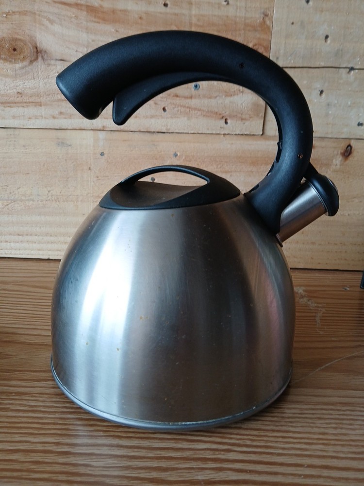 Cafe Deluxe Brushed Stainless Steel Tea Kettle Stovetop Elec, Gas Induction