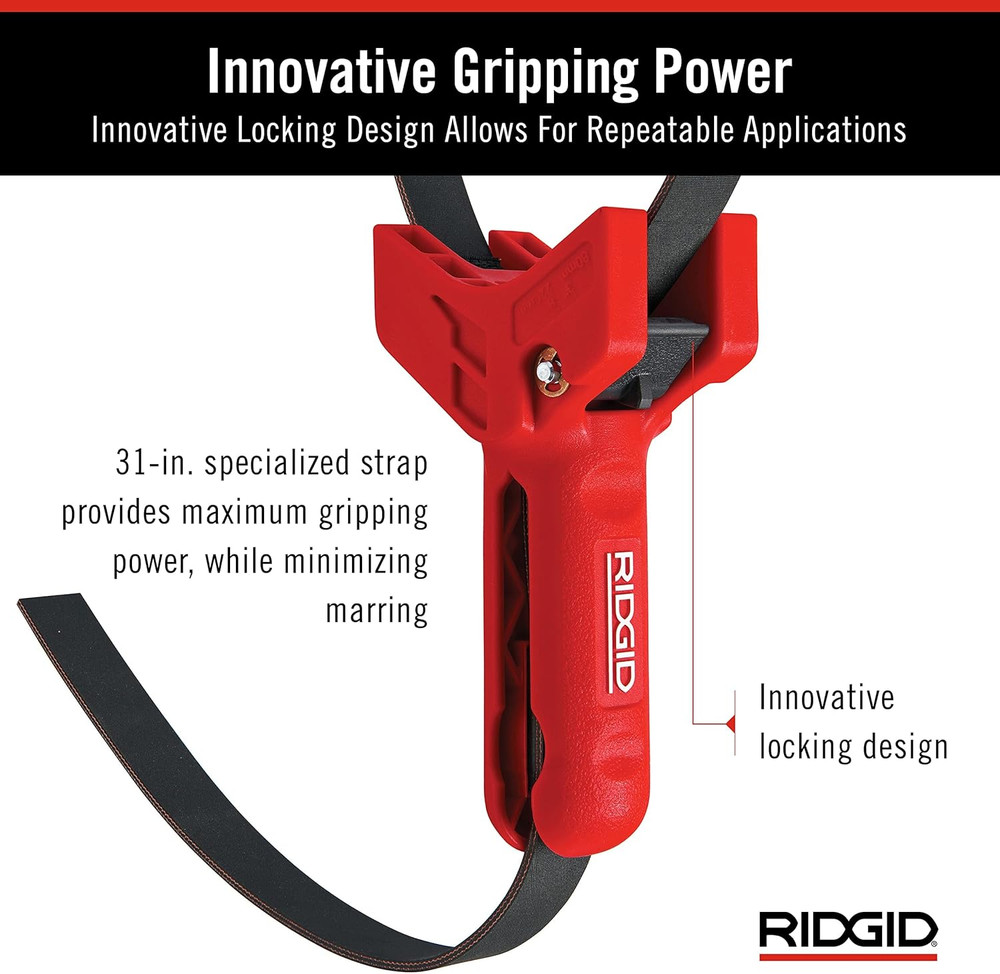 42478 STRAPLOCK Pipe Handle 7" Strap Wrench, Red