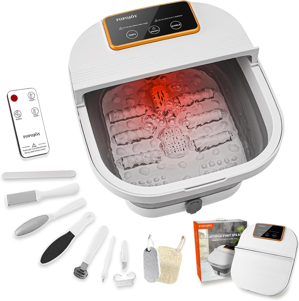 Collapsible Foot Spa with Heat and Remote Control, Massage Rollers, Bubble, Foot