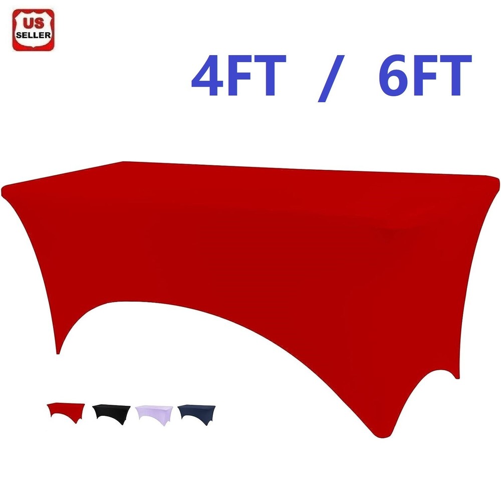 2PCS Spandex Fitted Tablecloth Rectangular Stretch Table Cover for Wedding Party