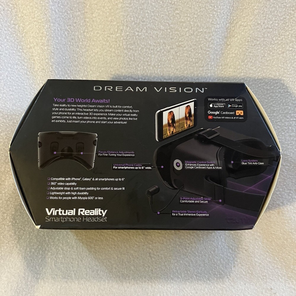 Tzumi Dream Vision Pro Virtual Reality Headset with Bluetooth - IOS Ready