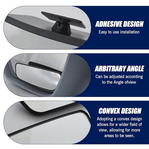 2 PCS Blind Spot Mirror, Rectangular Curved Wide Angle Parking Aid Tool, HD