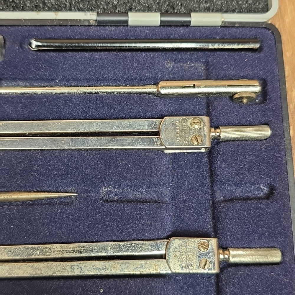 Vintage Compass Precision Instruments Drafting Set In Case #615 Made W Germany