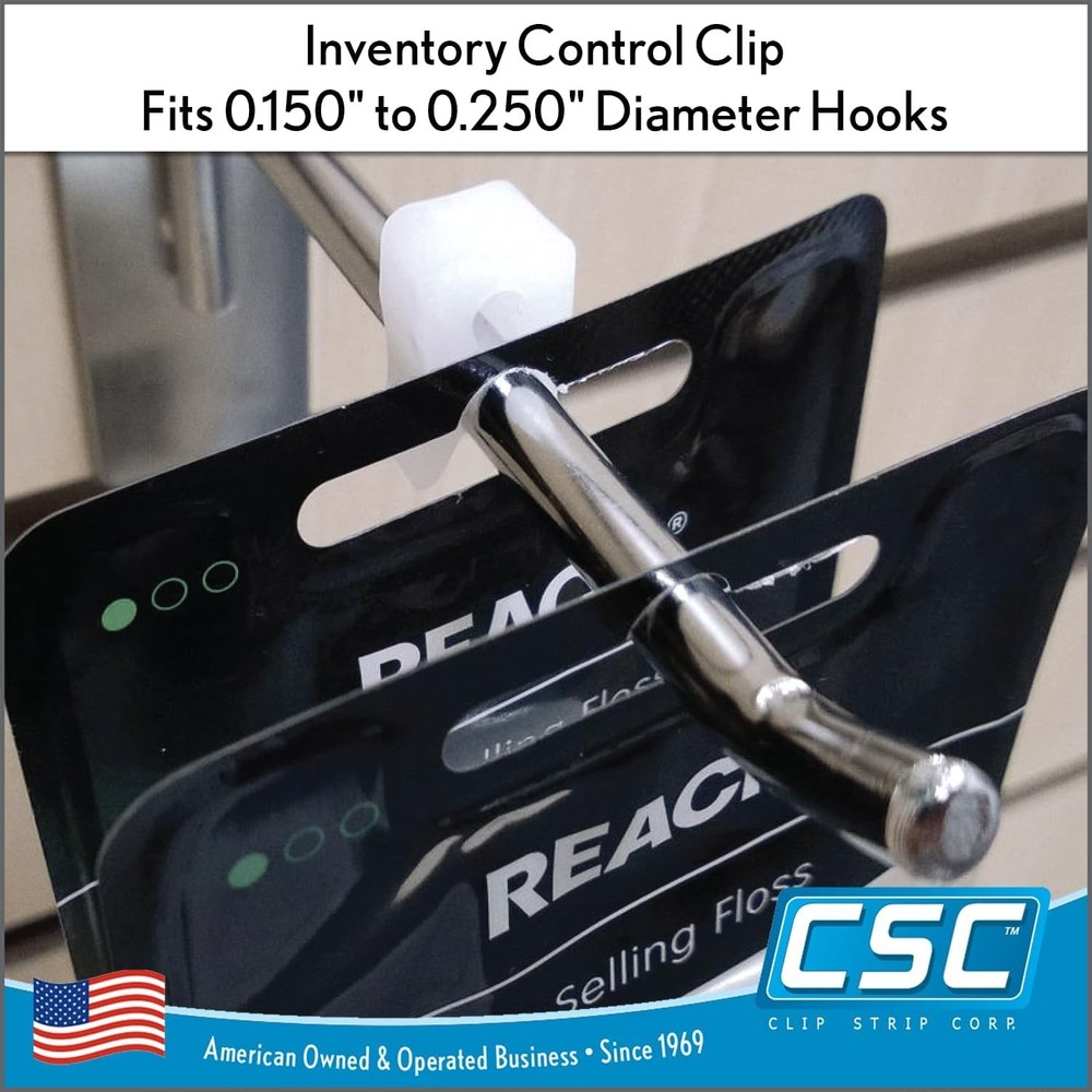 Clear Adjustable Inventory Control Clips - 300 Pack for Peg Hook Display Control