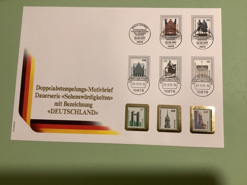 Germany Buildings 1997 large multi stamp cover  item  Ref A1868