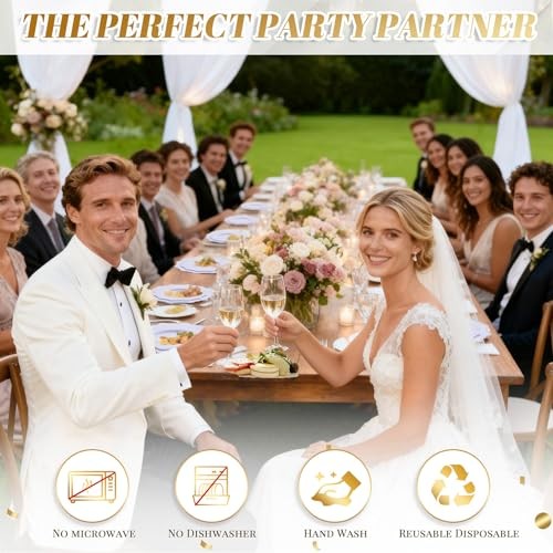 60PCS Plastic Plates for 30 guests-Fancy Plastic Beaded Plates,Plastic White