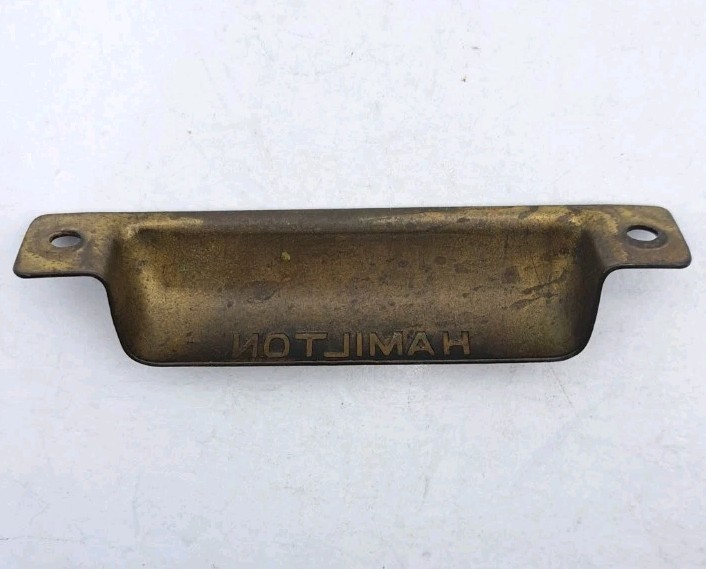 Antique Bin Pull Drawer Printers Cabinet Hamilton Handle Vintage Brass Hardware
