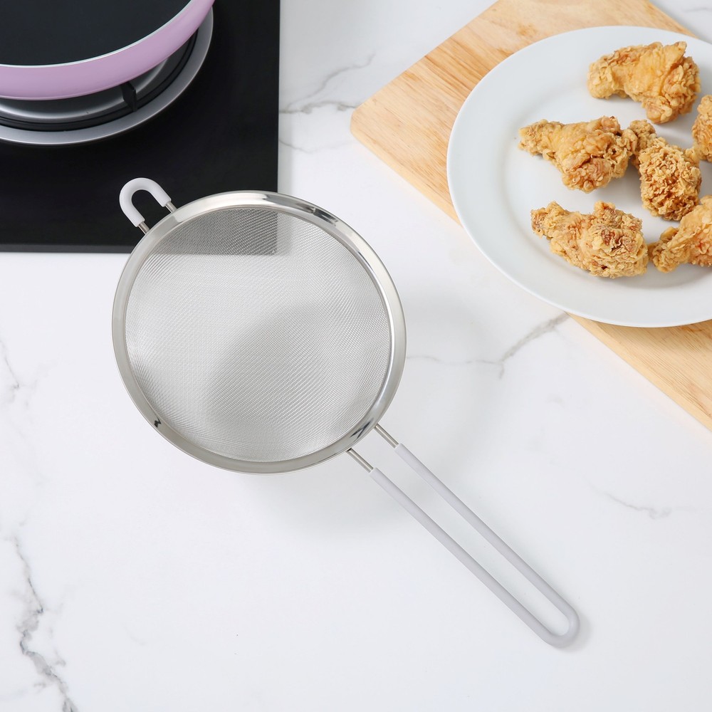 8" Stainless Steel Fine Mesh Strainer, Silver