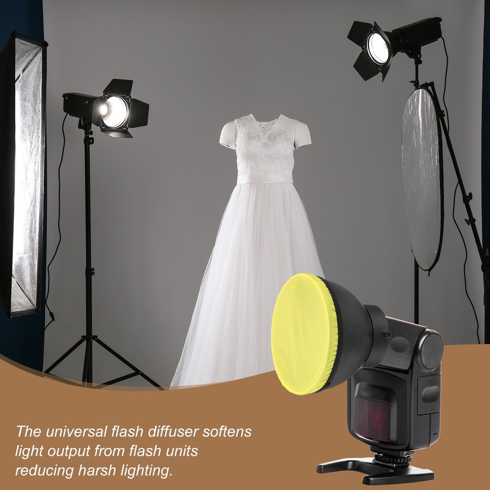 2pcs 7.1" x 7.1" Soft Mini Flash Bounce Diffuser Cap, for Flashlight, Yellow
