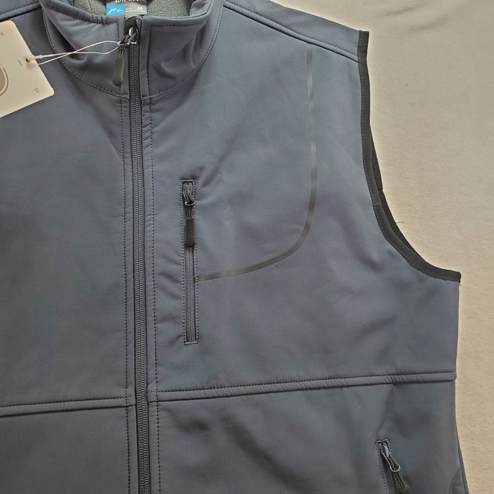 Willit Golf Vest Men's Medium Gray Polyester Stretch Fleece Softshell Full Zip