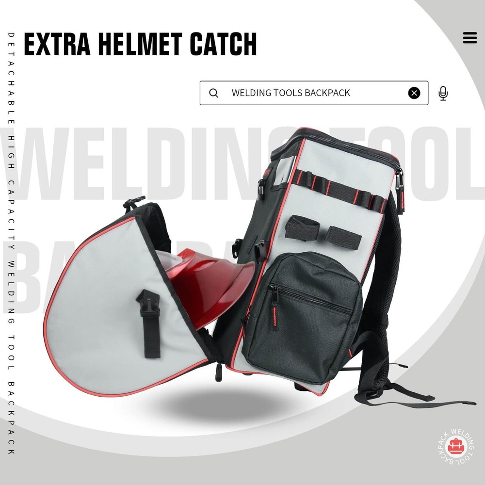 TRQWH Waterproof Large Capacity Welding Tools Backpack for Men Helmet Catch