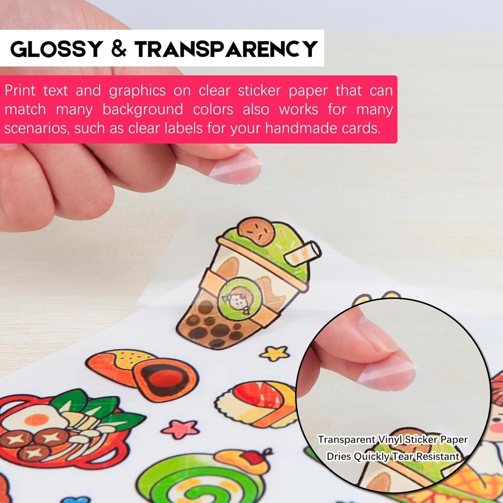 30 Sheets Waterproof Clear Sticker Paper for Inkjet