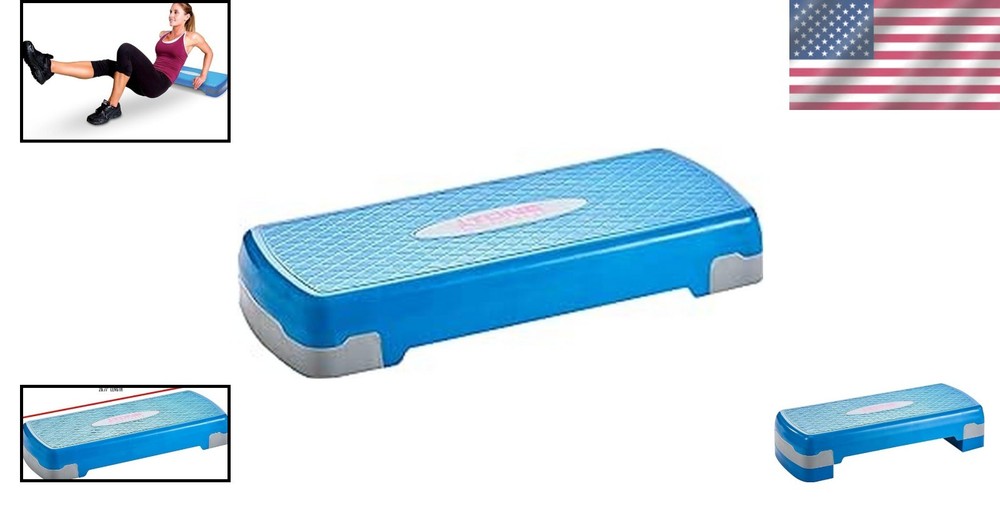 Compact Aerobic Step Platform - Adjustable 4 or 6 Inch Exercise Step in Blue