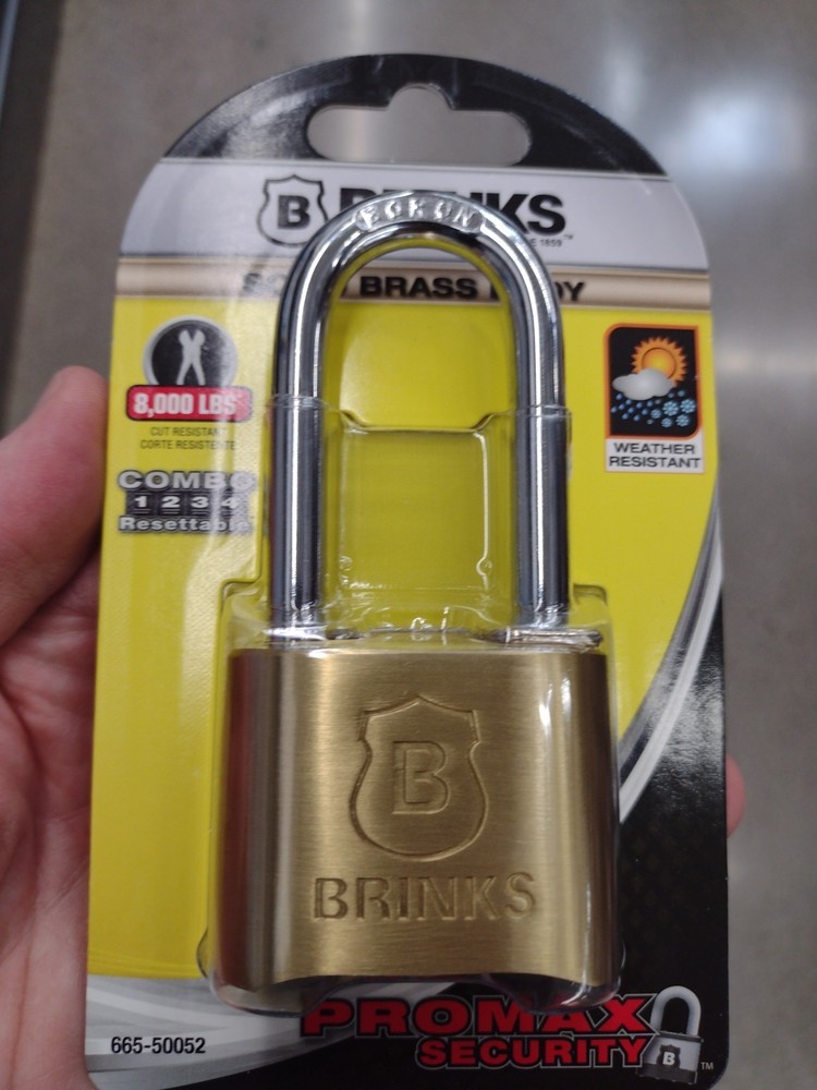 BRINKS (665-50052) Combination Lock Resettable, 50mm 2" Solid Brass