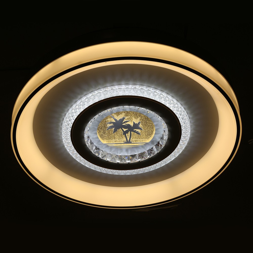 42in Modern Flush Mount Round Dimmable Ceiling Fan Light W/Remote White & Grey