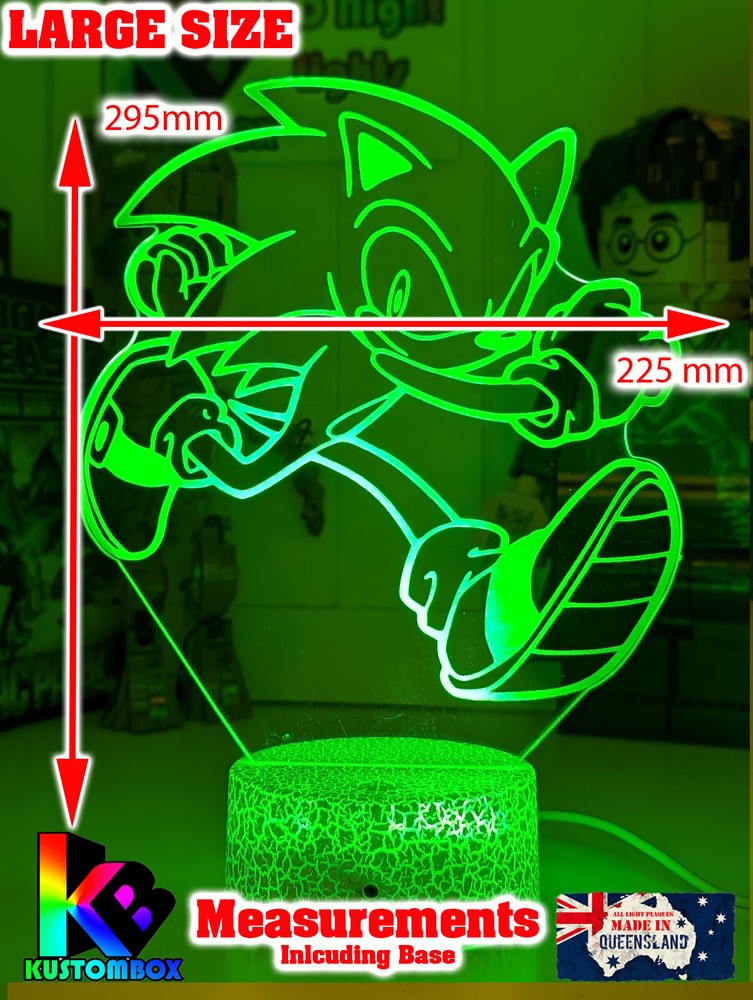 SONIC HEDGEHOG PERSONALISED NAME USB LED NIGHT LIGHT 7 COLOUR REMOTE CONTROL